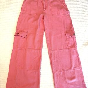 Blue Blush Wide Leg Rose Cargo Pants